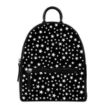 Black And White Star Pattern Print Leather Backpack