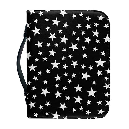 Black And White Star Pattern Print Leather Bible Cover