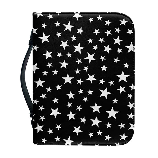 Black And White Star Pattern Print Leather Bible Cover