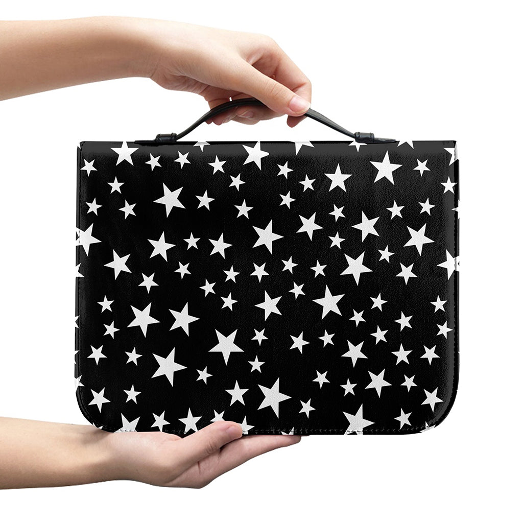 Black And White Star Pattern Print Leather Bible Cover