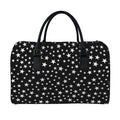 Black And White Star Pattern Print Leather Duffel Bag