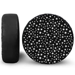 Black And White Star Pattern Print Leather Spare Tire Cover