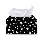 Black And White Star Pattern Print Leather Tissue Box Cover