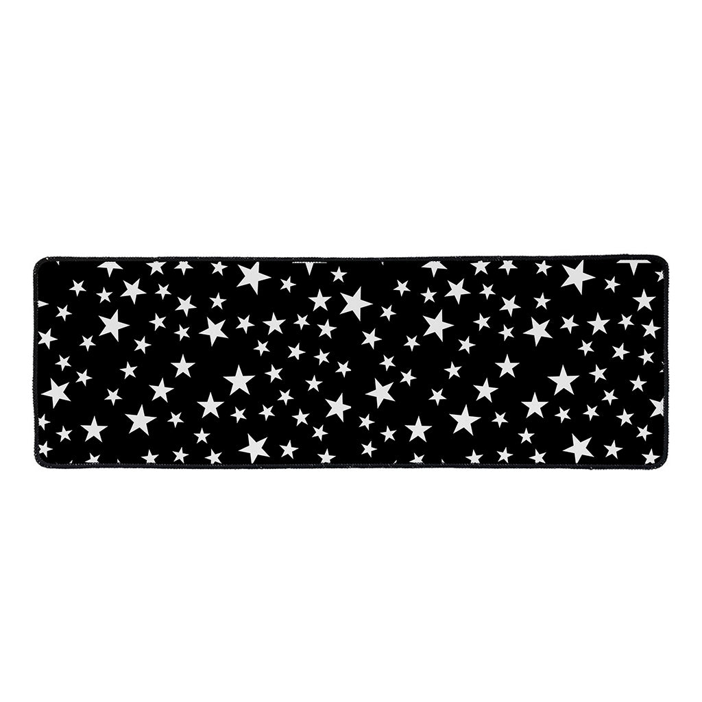Black And White Star Pattern Print Long Kitchen Mat