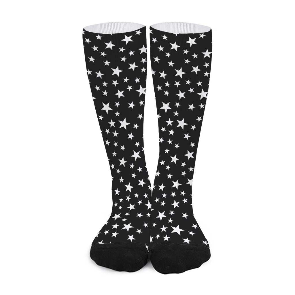 Black And White Star Pattern Print Long Socks