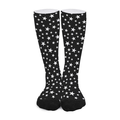 Black And White Star Pattern Print Long Socks