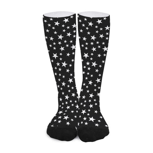 Black And White Star Pattern Print Long Socks