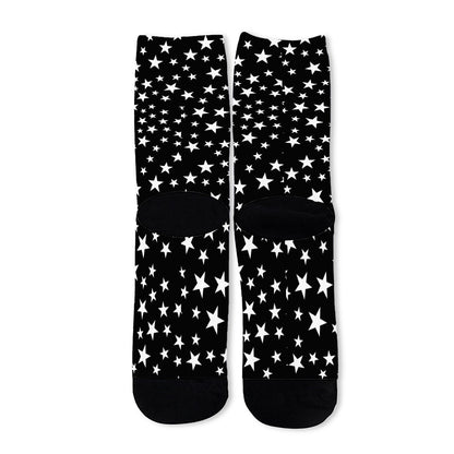 Black And White Star Pattern Print Long Socks