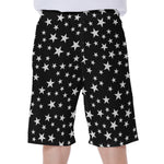 Black And White Star Pattern Print Men's Beach Shorts