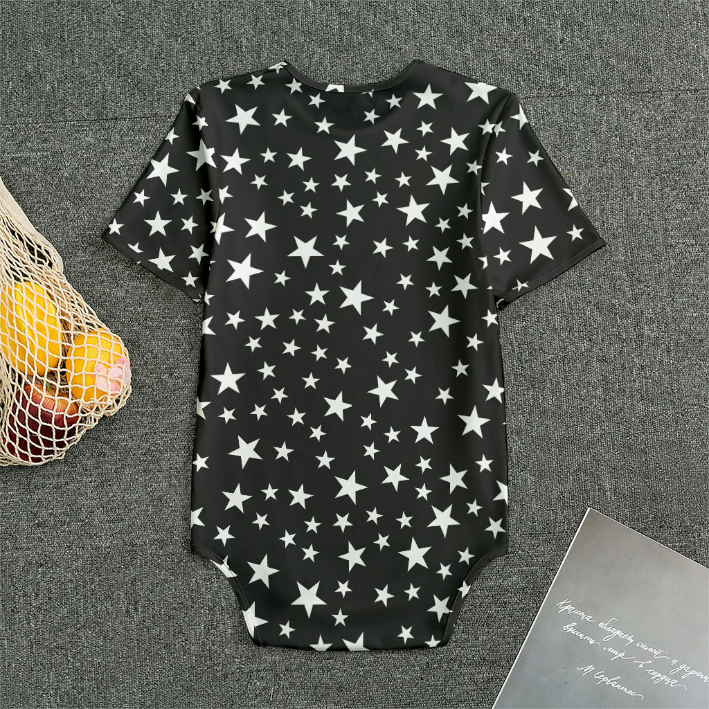 Black And White Star Pattern Print Men's Bodysuit
