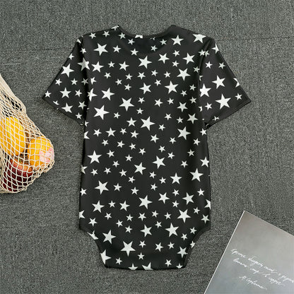 Black And White Star Pattern Print Men's Bodysuit