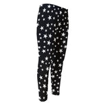 Black And White Star Pattern Print Men's Compression Pants