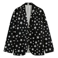 Black And White Star Pattern Print Men's Cotton Blazer