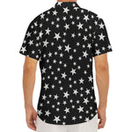 Black And White Star Pattern Print Men's Deep V-Neck Shirt