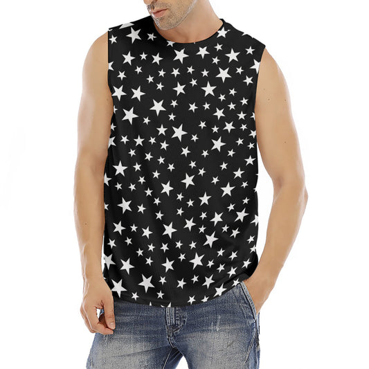 Black And White Star Pattern Print Men's Fitness Tank Top
