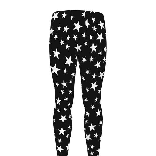 Black And White Star Pattern Print Men's leggings