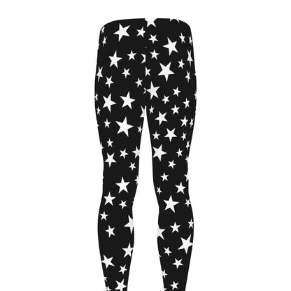 Black And White Star Pattern Print Men's leggings