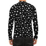 Black And White Star Pattern Print Men's Long Sleeve Rash Guard