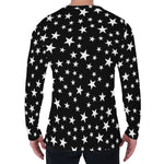 Black And White Star Pattern Print Men's Long Sleeve T-Shirt
