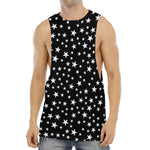 Black And White Star Pattern Print Men's Muscle Tank Top