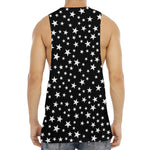 Black And White Star Pattern Print Men's Muscle Tank Top
