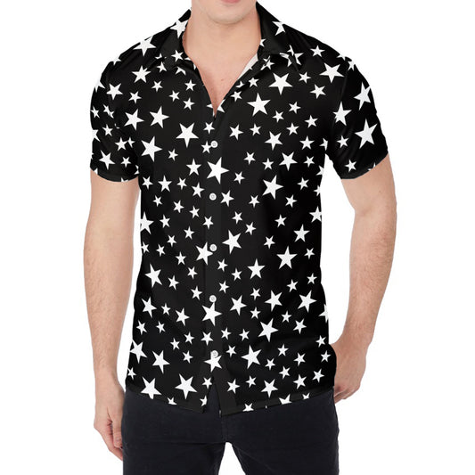 Black And White Star Pattern Print Men's Shirt