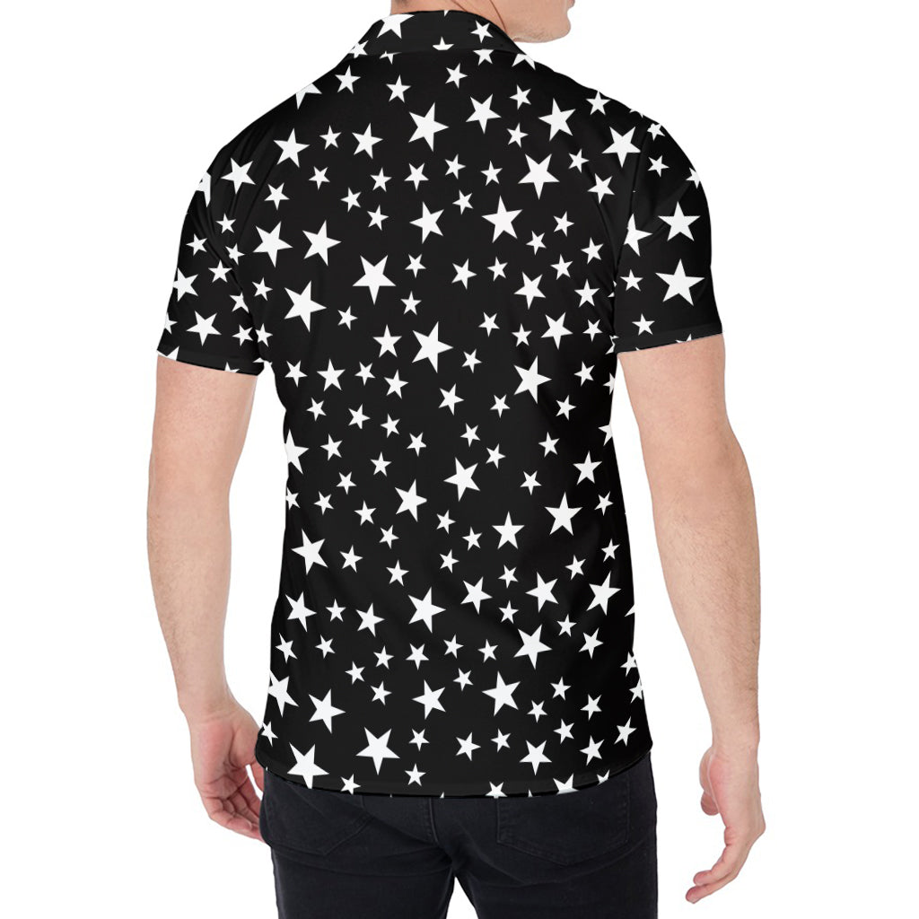 Black And White Star Pattern Print Men's Shirt