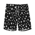 Black And White Star Pattern Print Men's Athletic Shorts