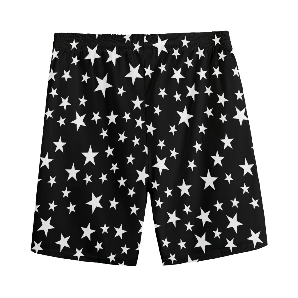 Black And White Star Pattern Print Men's Sports Shorts