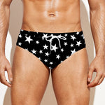 Black And White Star Pattern Print Men's Swim Briefs