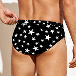 Black And White Star Pattern Print Men's Swim Briefs