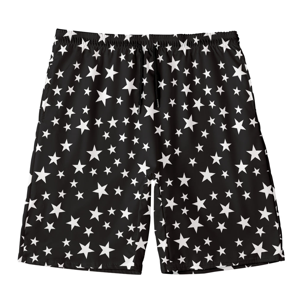 Black And White Star Pattern Print Men's Swim Trunks