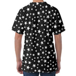 Black And White Star Pattern Print Men's Velvet T-Shirt