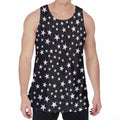 Black And White Star Pattern Print Men's Velvet Tank Top