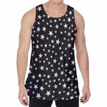 Black And White Star Pattern Print Men's Velvet Tank Top