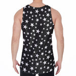 Black And White Star Pattern Print Men's Velvet Tank Top