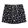 Black And White Star Pattern Print Mesh Shorts