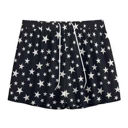 Black And White Star Pattern Print Mesh Shorts