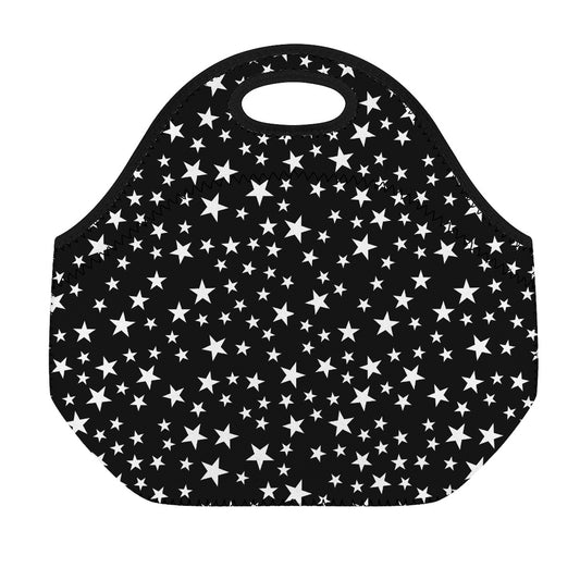 Black And White Star Pattern Print Neoprene Lunch Bag