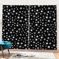 Black And White Star Pattern Print Pencil Pleat Curtains