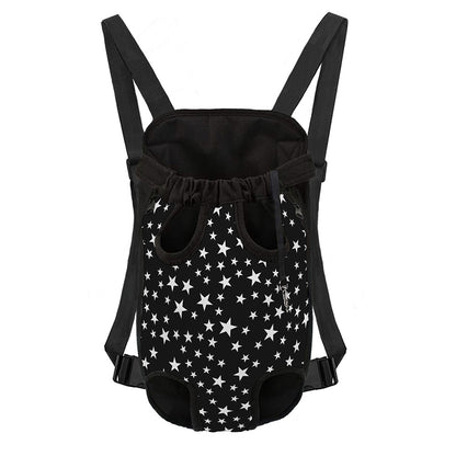 Black And White Star Pattern Print Pet Carrier Backpack