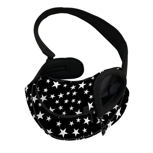 Black And White Star Pattern Print Pet Sling Carrier