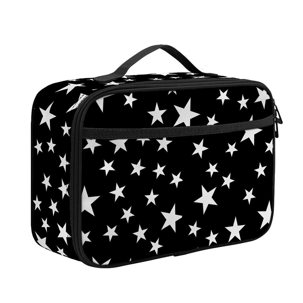Black And White Star Pattern Print Portable Lunch Bag