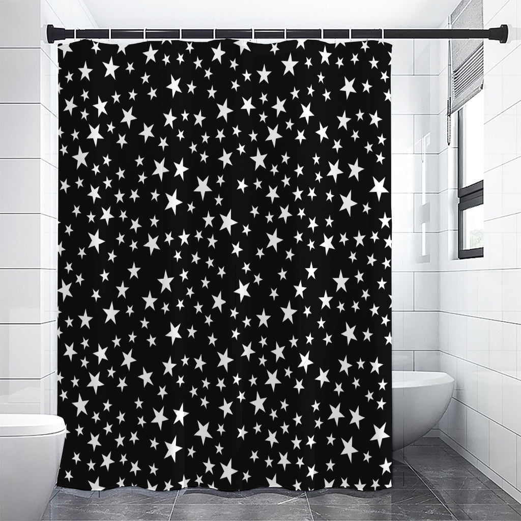 Black And White Star Pattern Print Premium Shower Curtain