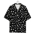 Black And White Star Pattern Print Rayon Hawaiian Shirt