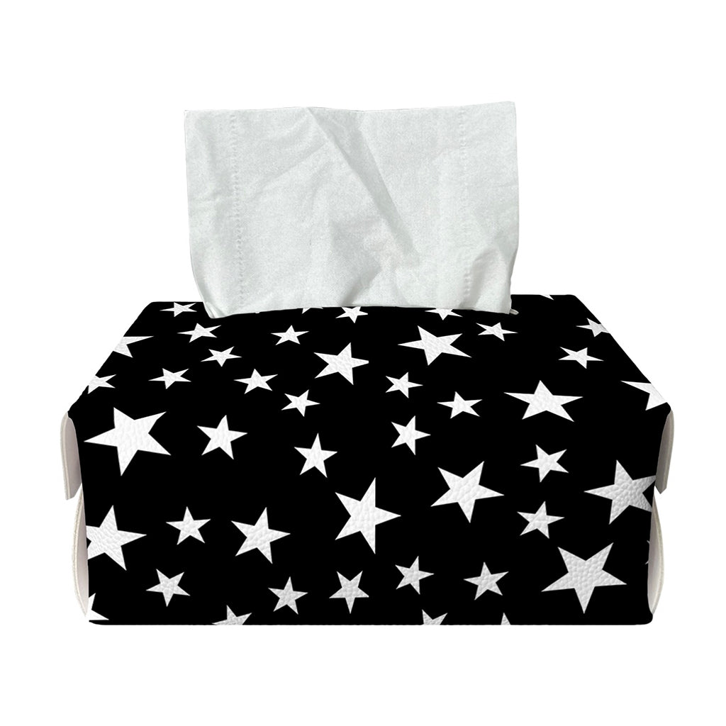 Black And White Star Pattern Print Rectangle Tissue Box Cover