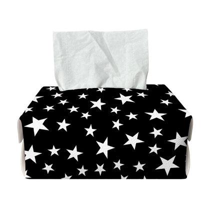 Black And White Star Pattern Print Rectangle Tissue Box Cover
