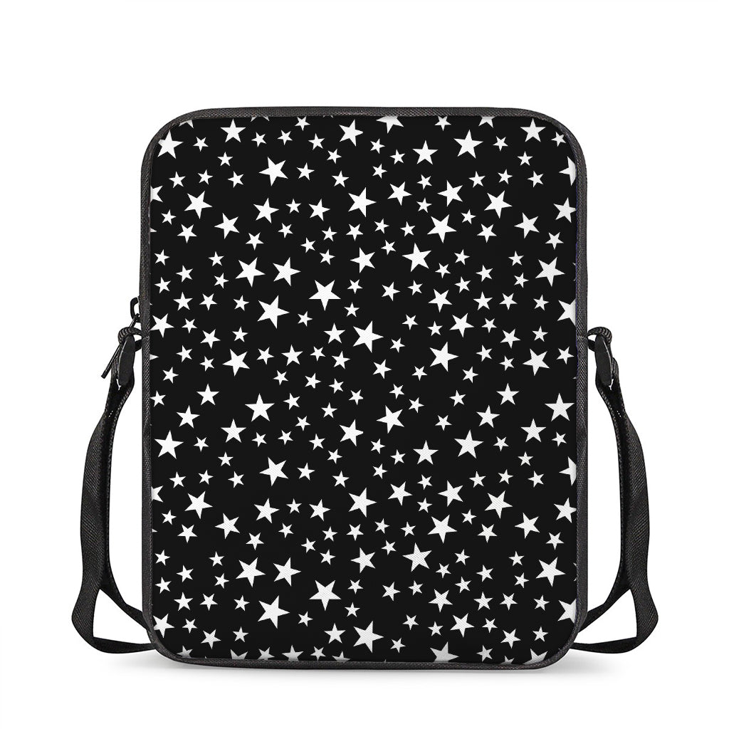 Black And White Star Pattern Print Rectangular Crossbody Bag