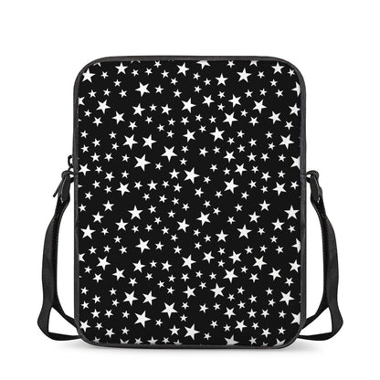 Black And White Star Pattern Print Rectangular Crossbody Bag