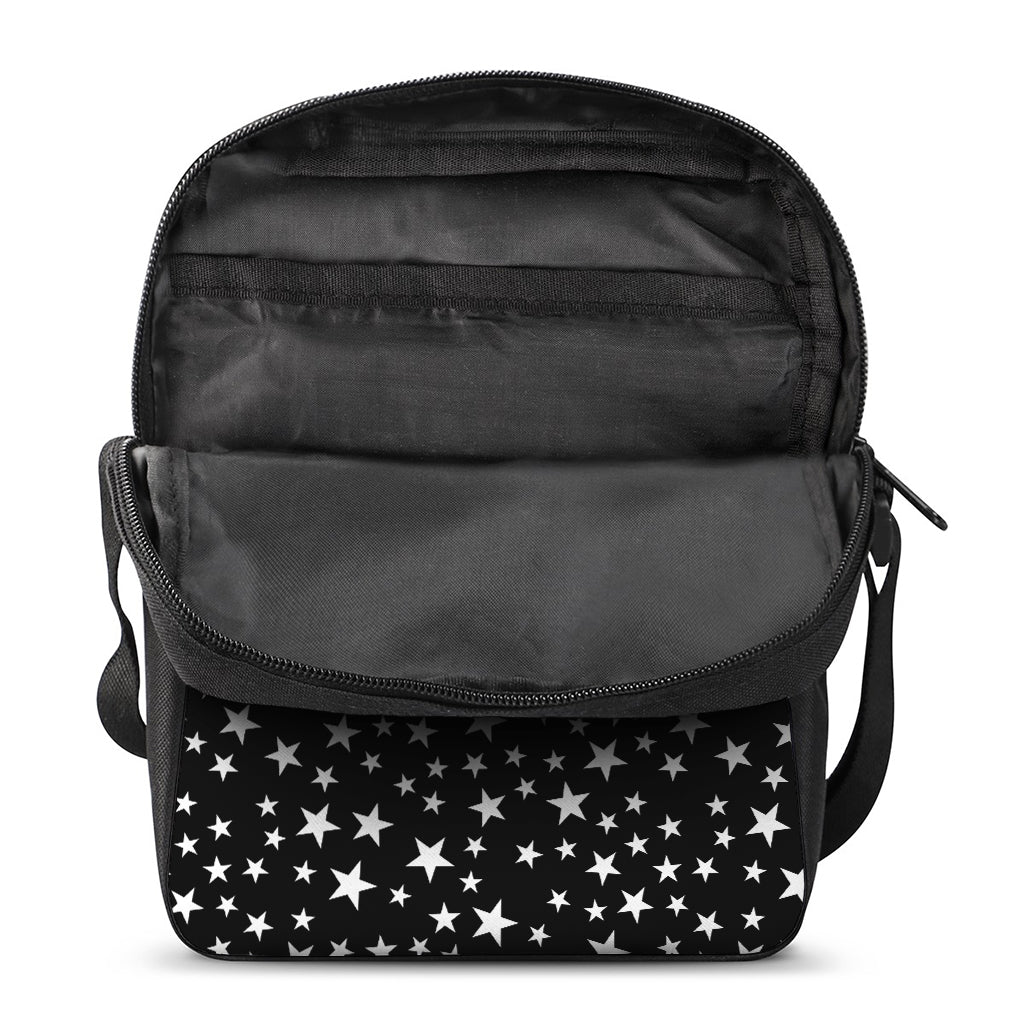Black And White Star Pattern Print Rectangular Crossbody Bag